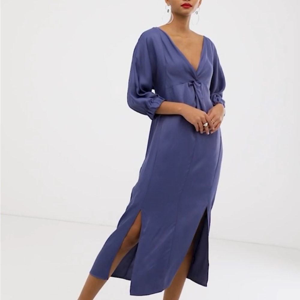 ASOS WHITE twist front plain midi dress. Great maternity dress !